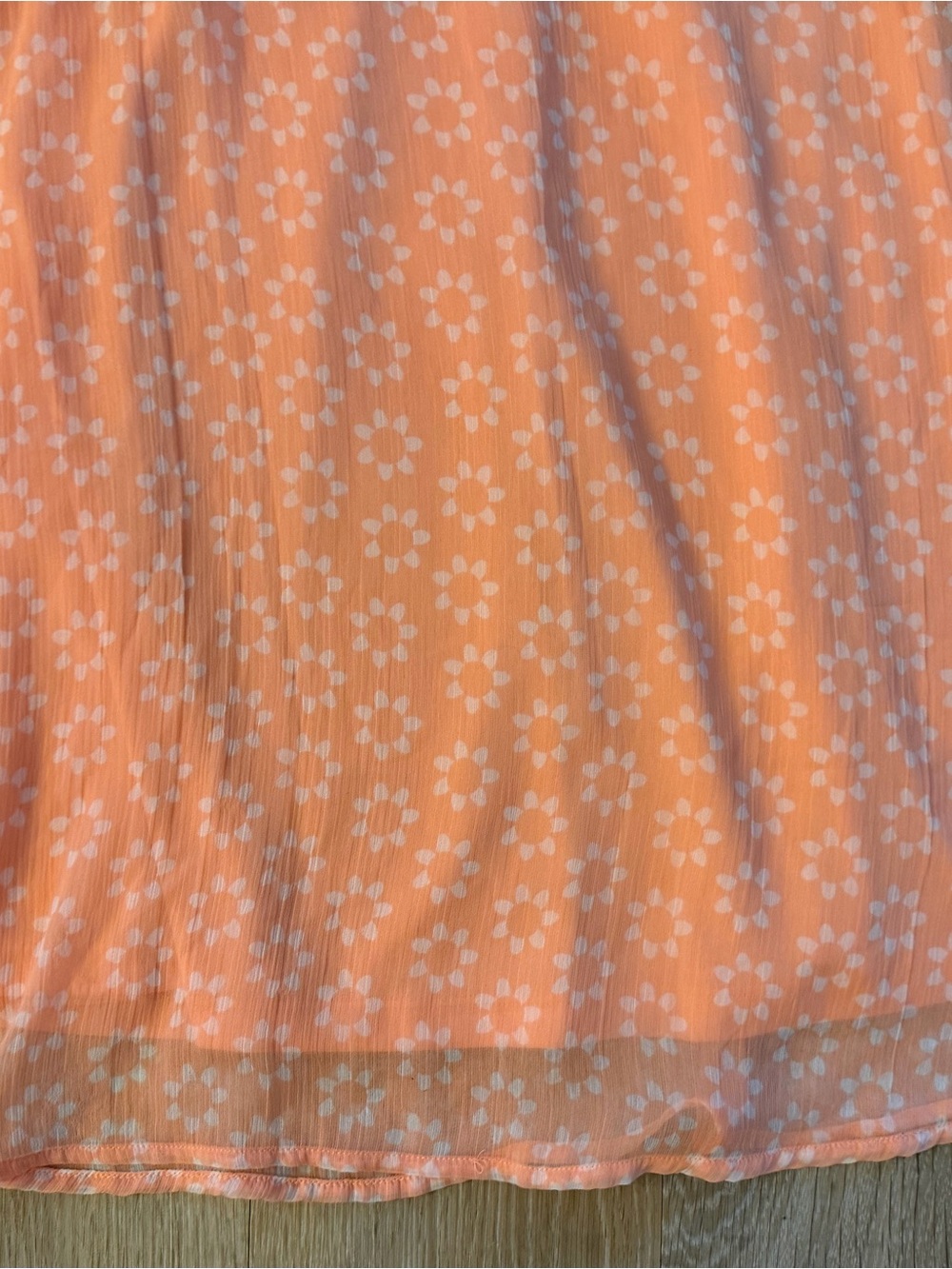 SO Girls Size L (10-12) Peach Floral Puff-Sleeve Lined Dress - Picture 5 of 9